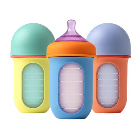 Boon Nursh Silicone Baby Bottles with Collapsible Silicone Pouch - 8 fl oz/3pk